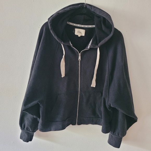 Madewell Sweaters - Madewell Cocoon Hooded Sweater Small Black MWL Sweatshirt Full Zip Lounge